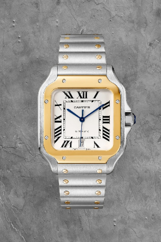 Santos De Cartier Gold & Steel LRG White