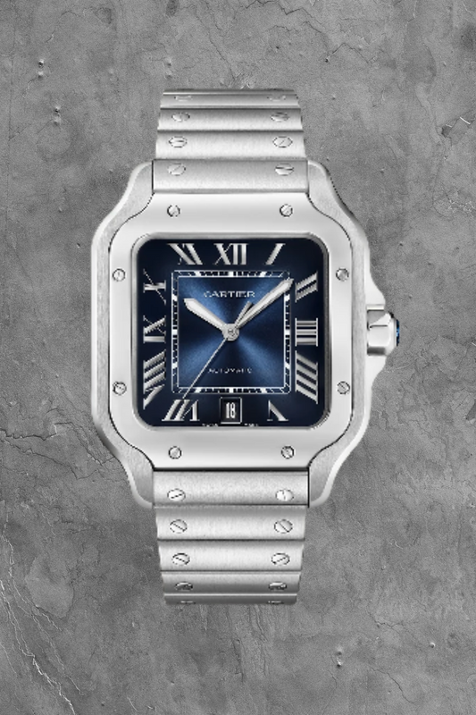 Santos De Cartier Steel LRG Blue